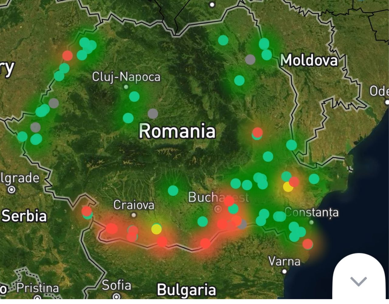 Hartă puncte monitorizare Arc® farm intelligence - sezon 2025