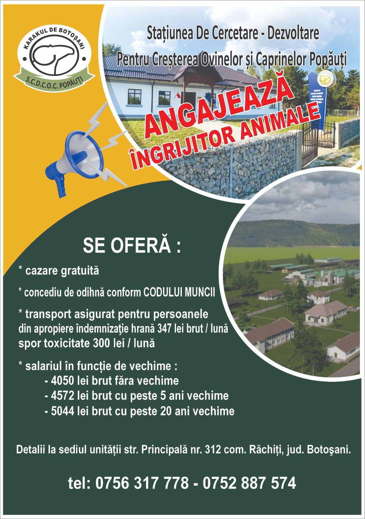 Anunț de angajare pentru îngrijitor de animale