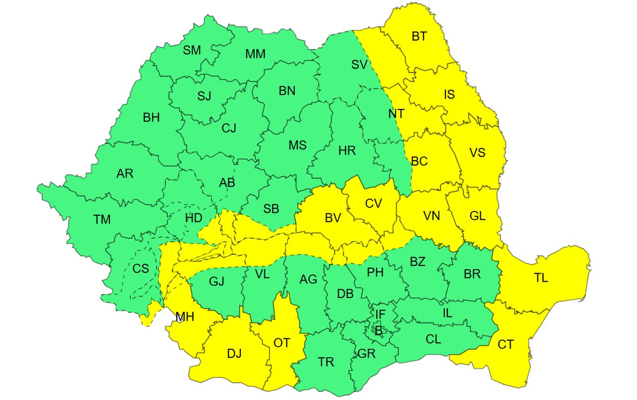 Atenționare meteorologică emisă duminică, 28 decembrie 