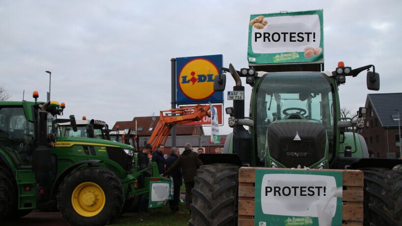 Protest al fermierilor germani în fața LIDL