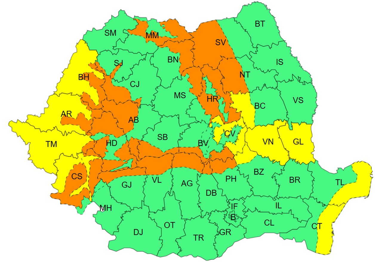 Avertizare meteorologică - vineri, 2 ianuarie 