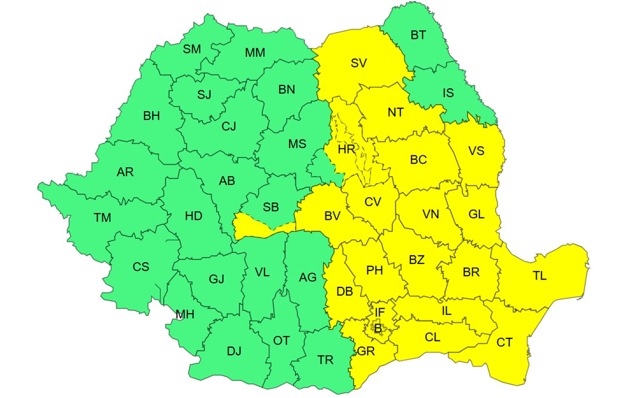 Cod Galben - duminică, 29 martie 2026