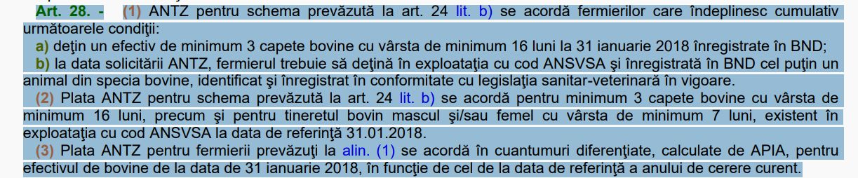 Art. 28 din Ordinul MADR nr. 125/2024