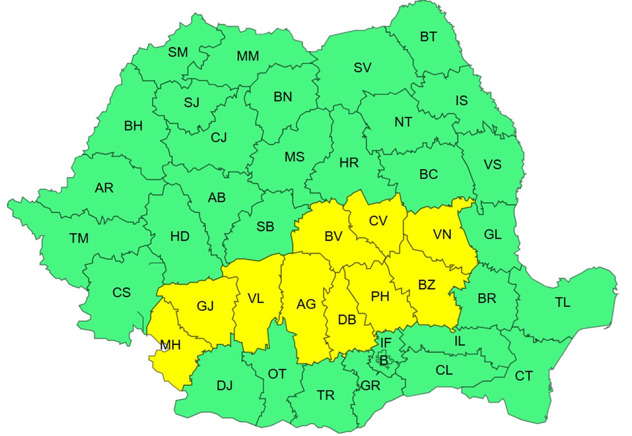 Cod galben de ploi - 17 aprilie 2026 