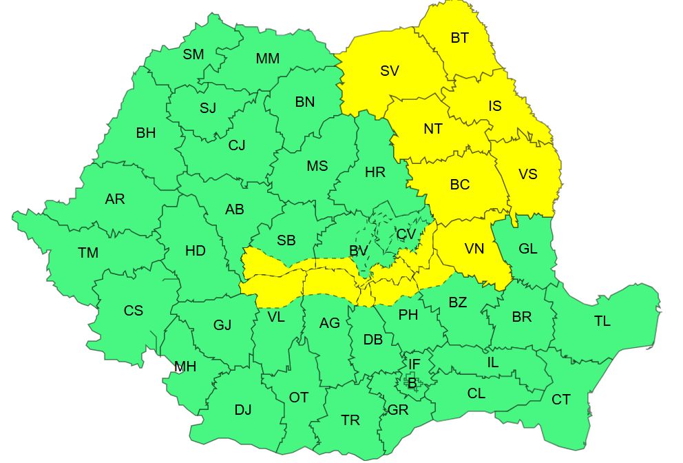 Cod galben - vineri, 8 mai 2026