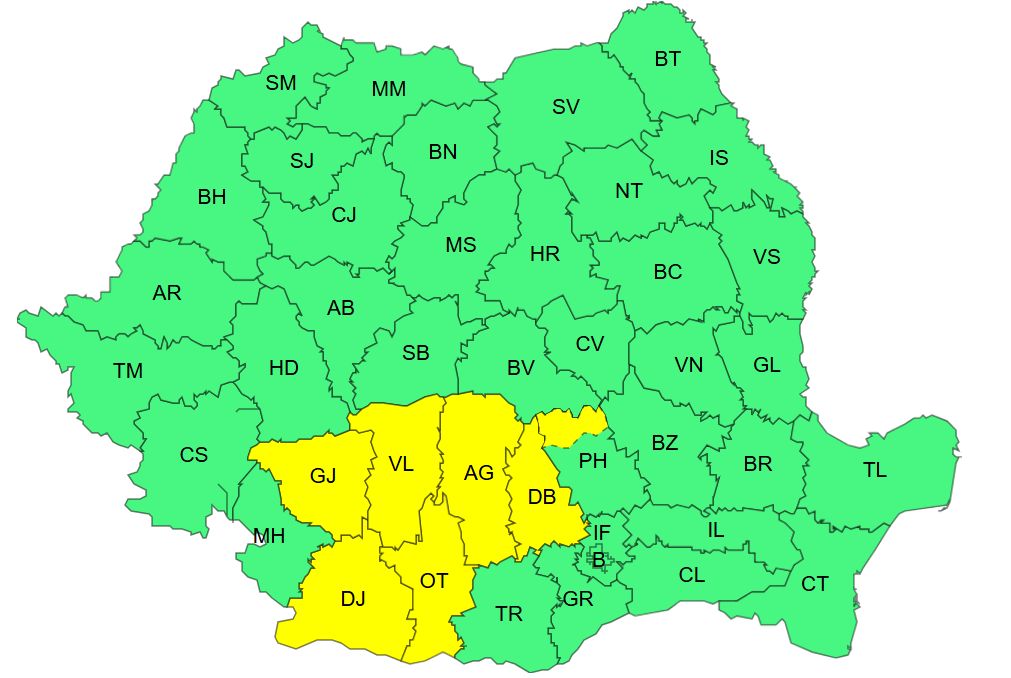 Cod galben - sâmbătă, 9 mai 2026