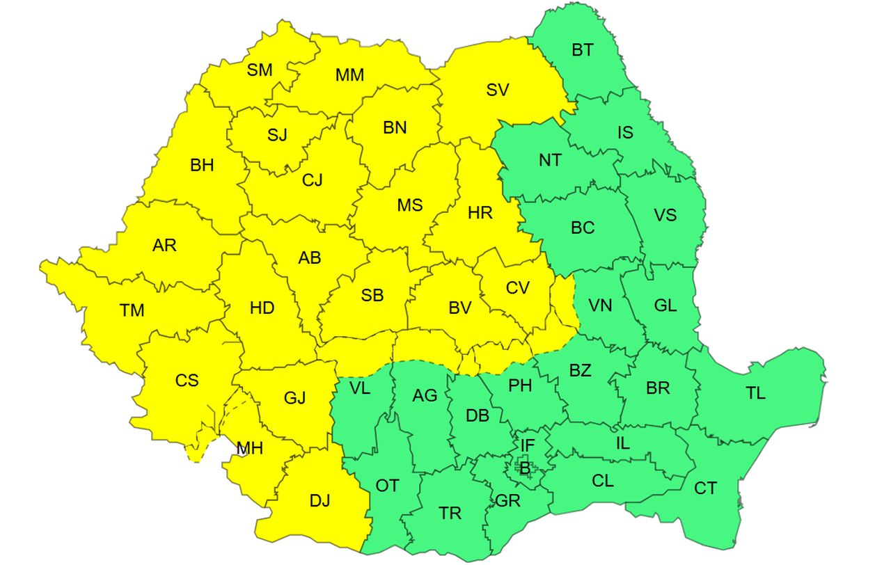 Cod galben - luni, 27 iulie 2026