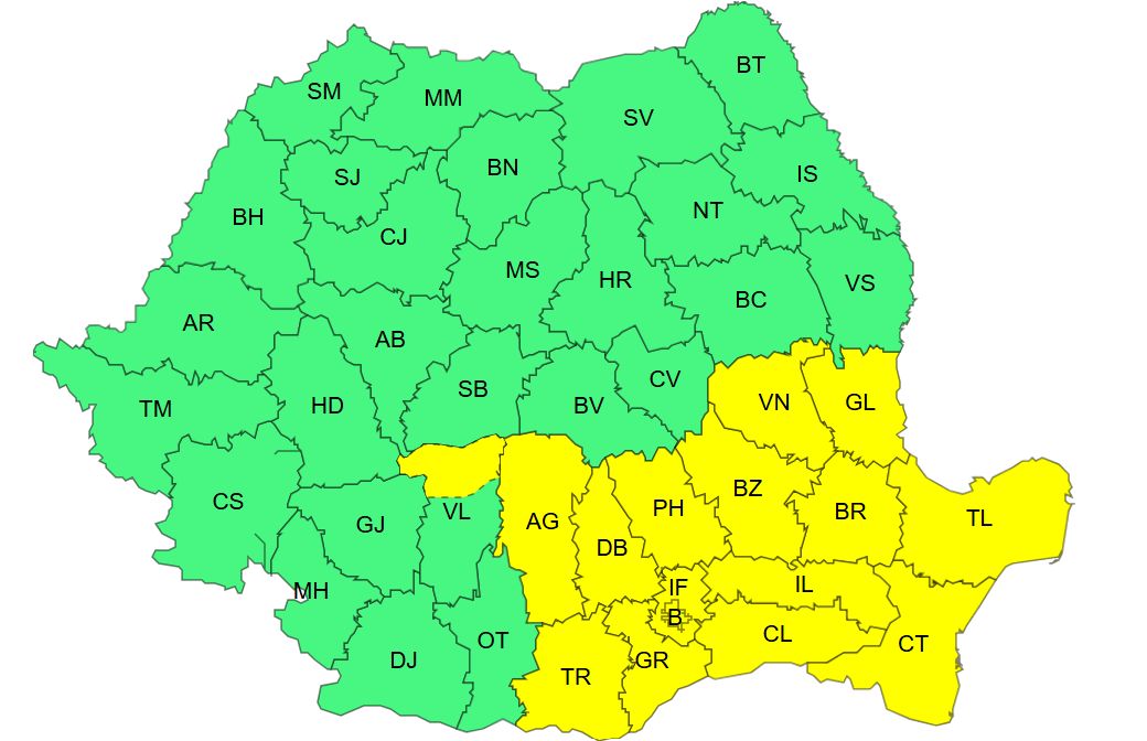 Cod galben - marți, pe 21 iulie, vremea severă persistă