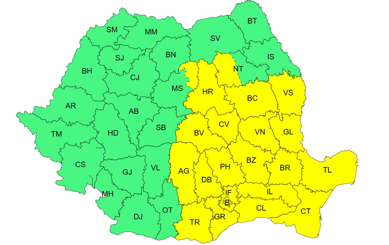 Cod galben - luni, 13 iulie 2026