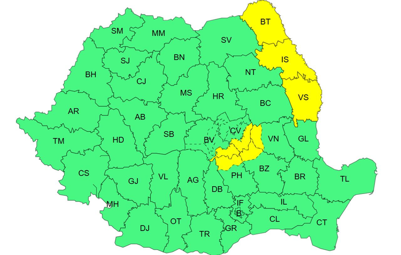 Cod galben - marți, 28 iulie 2026