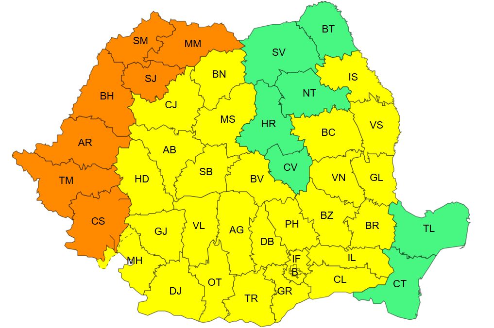 Alerte meteo - marți, 11 august 2026