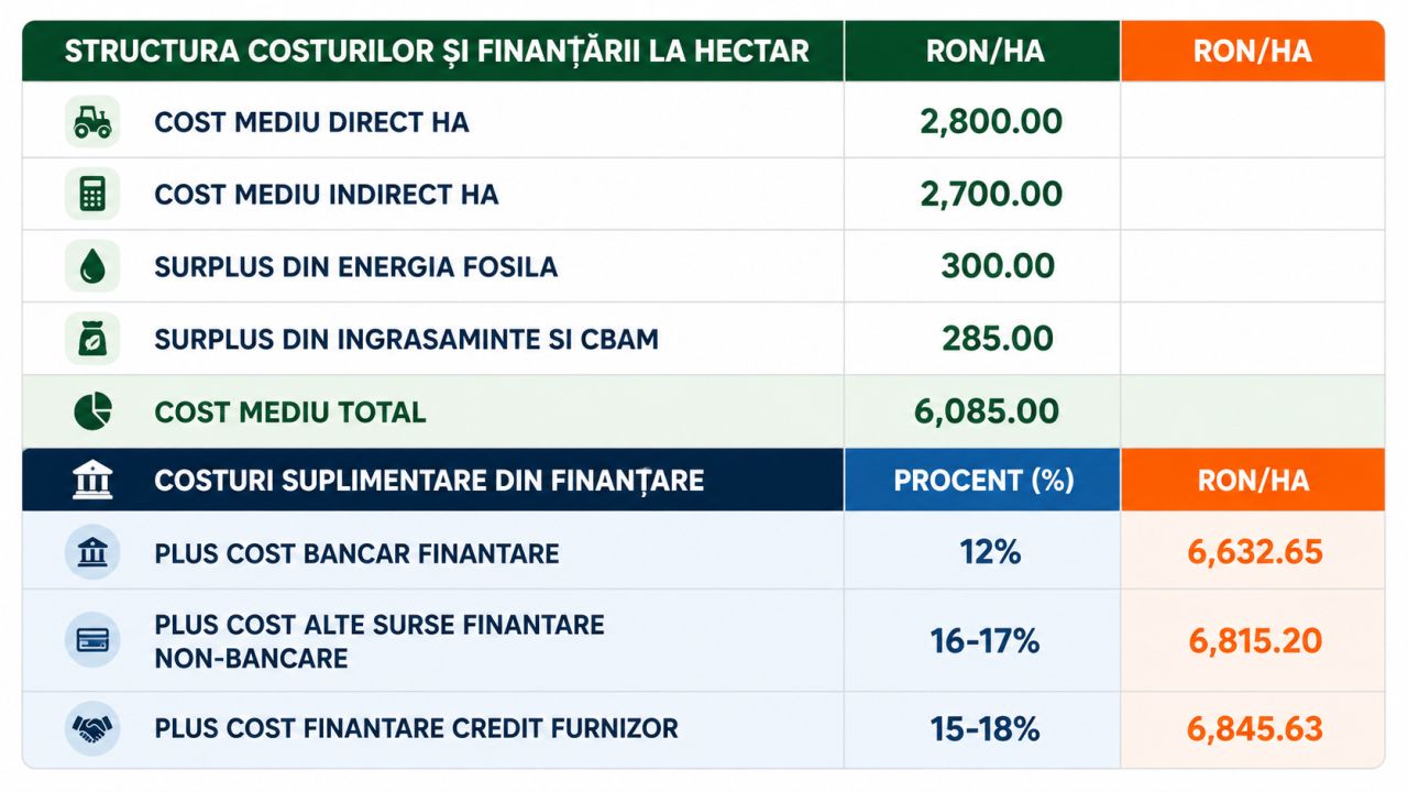 Costurile de producție și finanțare la hectar pentru fermierii din România – simulare Cezar Gheorghe