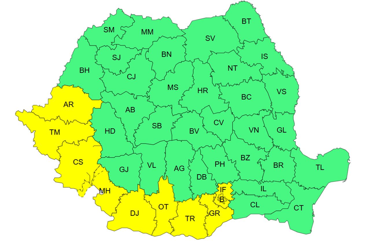 MESAJUL 3: Sâmbătă, canicula rămâne în vest și sud