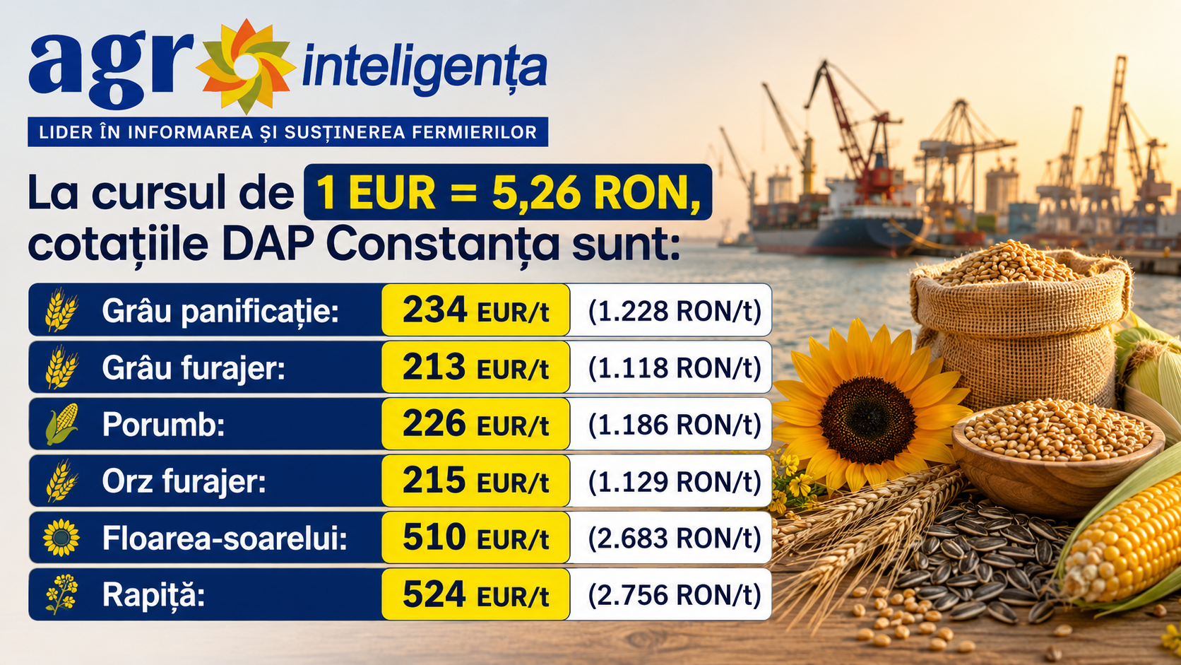 Prețuri DAP Constanța 1 septembrie 2026
